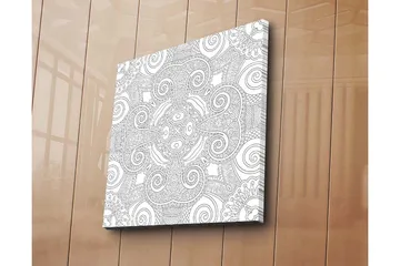 Lerretsbilde 45x45 cm - Abstrakt mønster med spiraler og linjer - Svart / Hvit - Interiør - Maleri & posters - Lerretsbilder