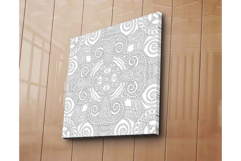 Lerretsbilde 45x45 cm - Abstrakt mønster med spiraler og linjer - Svart / Hvit - Interiør - Maleri & posters - Lerretsbilder