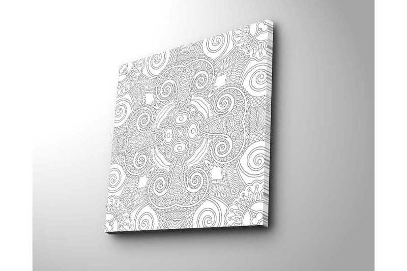 Lerretsbilde 45x45 cm - Abstrakt mønster med spiraler og linjer - Svart / Hvit - Interiør - Maleri & posters - Lerretsbilder