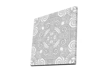 Lerretsbilde 45x45 cm - Abstrakt mønster med spiraler og linjer - Svart / Hvit - Interiør - Maleri & posters - Lerretsbilder