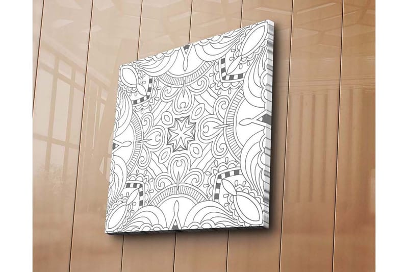 Lerretsbilde 45x45 cm - Abstrakt mønster med svarte linjer og detaljer - Svart / Hvit - Interiør - Maleri & posters - Lerretsbilder