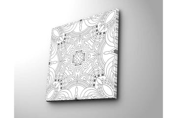 Lerretsbilde 45x45 cm - Abstrakt mønster med svarte linjer og detaljer - Svart / Hvit - Interiør - Maleri & posters - Lerretsbilder