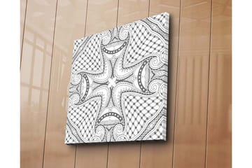 Lerretsbilde 45x45 cm - Abstrakt mønster med svarte linjer og detaljer - Svart / Hvit - Interiør - Maleri & posters - Lerretsbilder