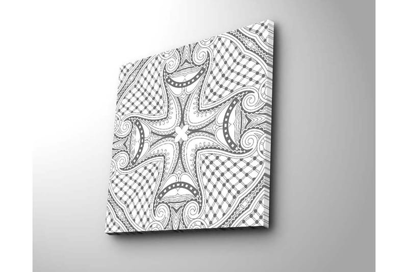 Lerretsbilde 45x45 cm - Abstrakt mønster med svarte linjer og detaljer - Svart / Hvit - Interiør - Maleri & posters - Lerretsbilder