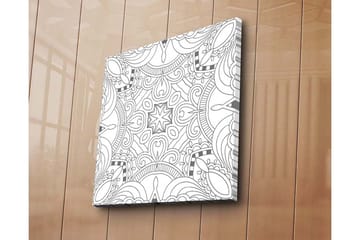 Lerretsbilde 45x45 cm - Abstrakt mønster med svarte linjer og detaljer - Svart / Hvit - Interiør - Maleri & posters - Lerretsbilder