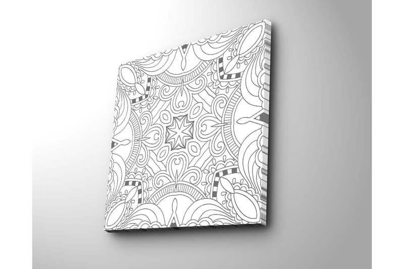 Lerretsbilde 45x45 cm - Abstrakt mønster med svarte linjer og detaljer - Svart / Hvit - Interiør - Maleri & posters - Lerretsbilder