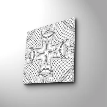 Lerretsbilde 45x45 cm - Abstrakt mønster med svarte linjer og detaljer på hvit bakgrunn - Svart / Hvit - Interiør - Maleri & posters - Lerretsbilder