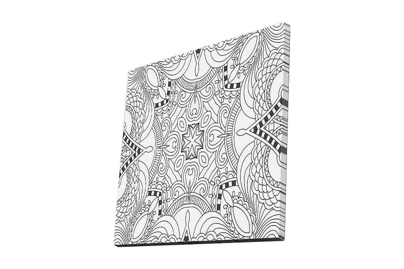 Lerretsbilde 45x45 cm - Abstrakt mønster med svarte linjer og former - Svart / Hvit - Interiør - Maleri & posters - Lerretsbilder