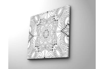 Lerretsbilde 45x45 cm - Abstrakt mønster med svarte linjer og former - Svart / Hvit - Interiør - Maleri & posters - Lerretsbilder