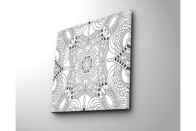 Lerretsbilde 45x45 cm - Abstrakt mønster med svarte linjer og former - Svart / Hvit - Interiør - Maleri & posters - Lerretsbilder