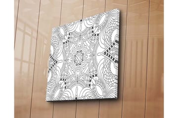 Lerretsbilde 45x45 cm - Abstrakt mønster med svarte linjer og former - Svart / Hvit - Interiør - Maleri & posters - Lerretsbilder