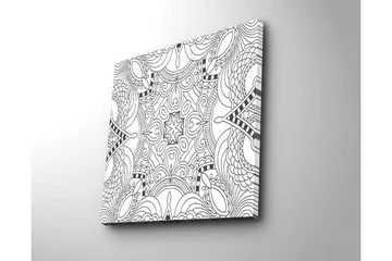 Lerretsbilde 45x45 cm - Abstrakt mønster med svarte linjer og former - Svart / Hvit - Interiør - Maleri & posters - Lerretsbilder