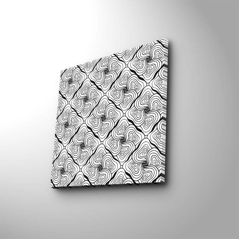 Lerretsbilde 45x45 cm - Abstrakt mønster med svarte linjer og hvite overflater, Svart / Hvit
