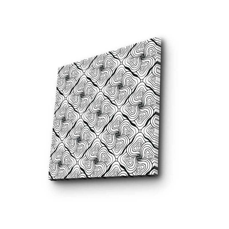 Lerretsbilde 45x45 cm - Abstrakt mønster med svarte linjer og hvite overflater - Svart / Hvit - Interiør - Maleri & posters - Lerretsbilder