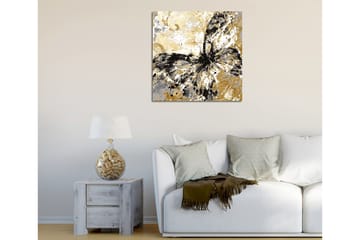 Lerretsbilde 45x45 cm - Abstrakt sommerfugl med gull- og svarte elementer - Gull / Svart / Hvit - Interiør - Maleri & posters - Lerretsbilder