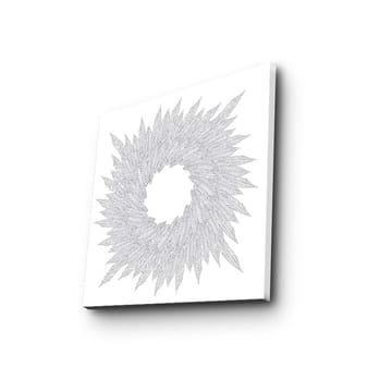 Lerretsbilde 45x45 cm - Abstrakt spiral av bladformede mønstre - Hvit / Grå - Interiør - Maleri & posters - Lerretsbilder