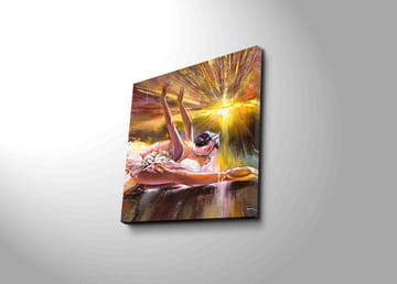 Lerretsbilde 45x45 cm - Dansende ballerina i en strålende lyskomposisjon - Rosa / Gull / Hvit - Interiør - Maleri & posters - Lerretsbilder