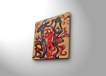 Lerretsbilde 45x45 cm - Dansende figurer i livlige røde og lilla nyanser - Rød / Lilla - Interiør - Maleri & posters - Lerretsbilder