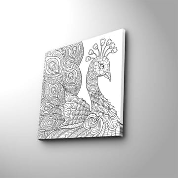 Lerretsbilde 45x45 cm - Detaljert fjærkre med utsmykkede fjær - Svart / Hvit - Interiør - Maleri & posters - Lerretsbilder