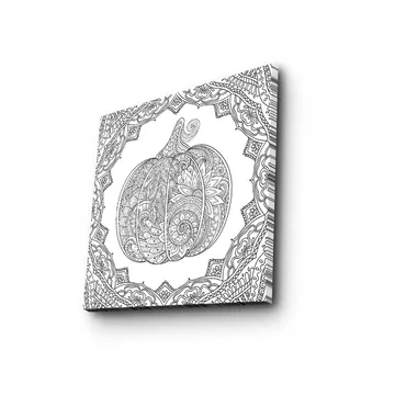 Lerretsbilde 45x45 cm - Detaljert gresskar med ornamentale mønstre - Svart / Hvit - Interiør - Maleri & posters - Lerretsbilder