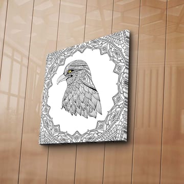 Lerretsbilde 45x45 cm - Detaljert illustrasjon av en ørn med en intrikat ramme - Svart / Gul - Interiør - Maleri & posters - Lerretsbilder