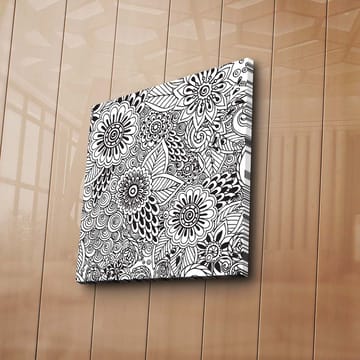 Lerretsbilde 45x45 cm - Detaljert komposisjon av blomster og spiraler - Svart / Hvit - Interiør - Maleri & posters - Lerretsbilder