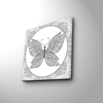 Lerretsbilde 45x45 cm - Detaljert sommerfugl med intrikate mønstre - Svart / Hvit - Interiør - Maleri & posters - Lerretsbilder
