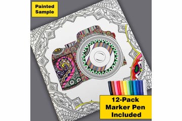 Lerretsbilde 45x45 cm - Detaljert sommerfugl omgitt av ornamentale mønstre - Svart / Hvit - Interiør - Maleri & posters - Lerretsbilder