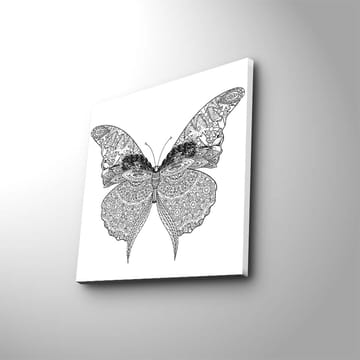 Lerretsbilde 45x45 cm - Detaljert svart-hvitt sommerfugl med intrikate mønstre - Svart / Hvit - Interiør - Maleri & posters - Lerretsbilder