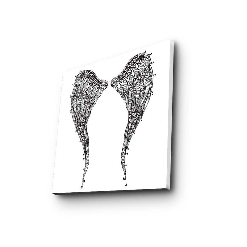 Lerretsbilde 45x45 cm - Detaljerte fjær av vinger - Svart / Hvit - Interiør - Maleri & posters - Lerretsbilder