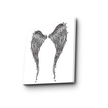 Lerretsbilde 45x45 cm - Detaljerte fjær av vinger - Svart / Hvit - Interiør - Maleri & posters - Lerretsbilder