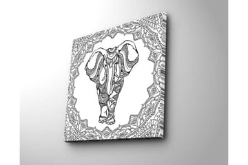 Lerretsbilde 45x45 cm - Elefant i detaljert mandalamønster - Svart / Hvit - Interiør - Maleri & posters - Lerretsbilder