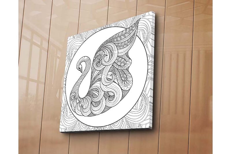 Lerretsbilde 45x45 cm - Elegant svane med intrikate mønstre - Svart / Hvit - Interiør - Maleri & posters - Lerretsbilder