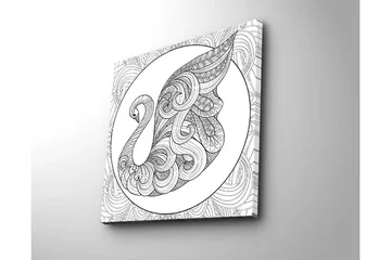 Lerretsbilde 45x45 cm - Elegant svane med intrikate mønstre - Svart / Hvit - Interiør - Maleri & posters - Lerretsbilder