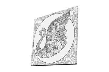 Lerretsbilde 45x45 cm - Elegant svane med intrikate mønstre - Svart / Hvit - Interiør - Maleri & posters - Lerretsbilder