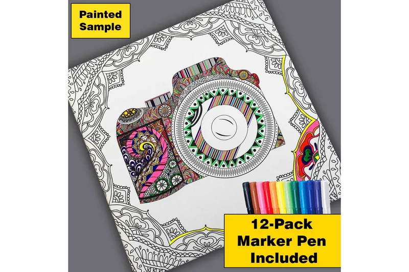 Lerretsbilde 45x45 cm - Elegant svane med intrikate mønstre - Svart / Hvit - Interiør - Maleri & posters - Lerretsbilder