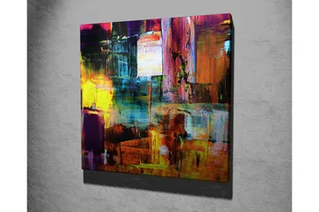 Lerretsbilde 45x45 cm - Fargerik abstrakt komposisjon med geometriske former - Lilla / Gul / Oransje - Interiør - Maleri & posters - Lerretsbilder