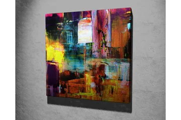 Lerretsbilde 45x45 cm - Fargerik abstrakt komposisjon med geometriske former - Lilla / Gul / Oransje - Interiør - Maleri & posters - Lerretsbilder