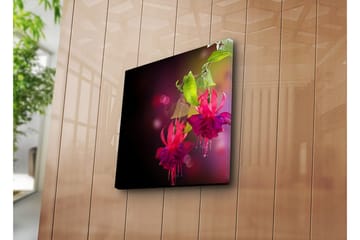 Lerretsbilde 45x45 cm - Fargerik hengende fuchsia med grønne blader - Rosa / Lilla / Grønn - Interiør - Maleri & posters - Lerretsbilder