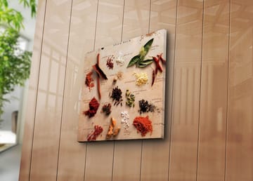 Lerretsbilde 45x45 cm - Fargerik samling av krydder og urter - Rød / Grønn / Brun - Interiør - Maleri & posters - Lerretsbilder