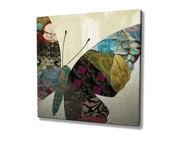 Lerretsbilde 45x45 cm - Fargerik sommerfugl med mønstrede vinger - Turkis / Rød / Svart - Interiør - Maleri & posters - Lerretsbilder