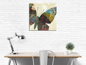 Lerretsbilde 45x45 cm - Fargerik sommerfugl med mønstrede vinger - Turkis / Rød / Svart - Interiør - Maleri & posters - Lerretsbilder