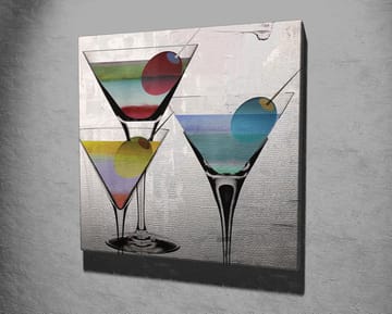 Lerretsbilde 45x45 cm - Fargerike cocktailglass med fruktskiver - Grønn / Blå / Rød - Interiør - Maleri & posters - Lerretsbilder