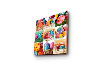 Lerretsbilde 45x45 cm - Fargerike påskeegg i forskjellige mønstre og farger - Rosa / Blå / Gul - Interiør - Maleri & posters - Lerretsbilder