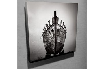 Lerretsbilde 45x45 cm - Gammel båt med slitt trekonstruksjon - Svart / Grå - Interiør - Maleri & posters - Lerretsbilder