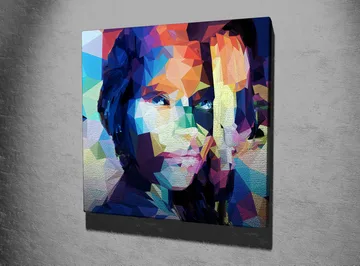 Lerretsbilde 45x45 cm - Geometrisk portrett av en kvinne i fargerik stil - Blå / Rød / Grønn - Interiør - Maleri & posters - Lerretsbilder