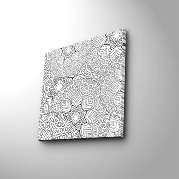 Lerretsbilde 45x45 cm - Intrikat mønster av blomster og blader - Svart / Hvit - Interiør - Maleri & posters - Lerretsbilder