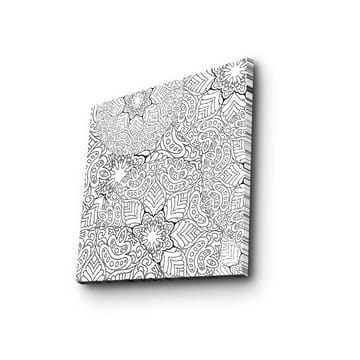 Lerretsbilde 45x45 cm - Intrikat mønster av blomster og blader - Svart / Hvit - Interiør - Maleri & posters - Lerretsbilder