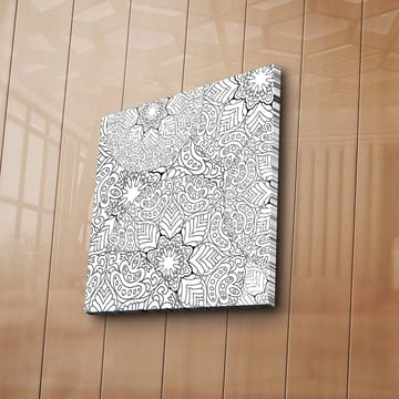 Lerretsbilde 45x45 cm - Intrikat mønster av blomster og blader - Svart / Hvit - Interiør - Maleri & posters - Lerretsbilder