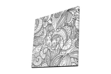 Lerretsbilde 45x45 cm - Intrikat mønster av skjell og buede linjer - Svart / Hvit - Interiør - Maleri & posters - Lerretsbilder